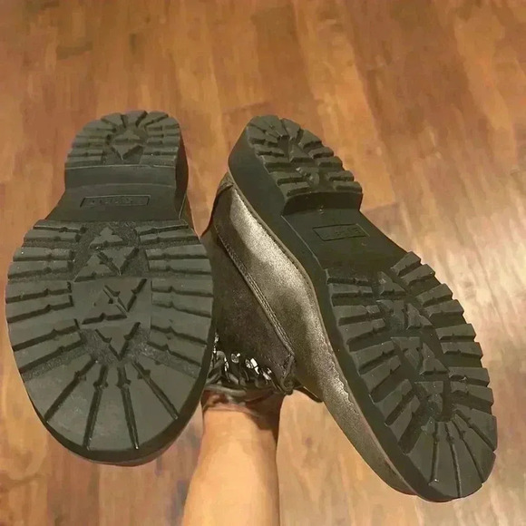 Size 8 - Esprit Candis Grey Faux Leather Faux Fur Trim Womens Ankle Boots - Picture 9 of 16